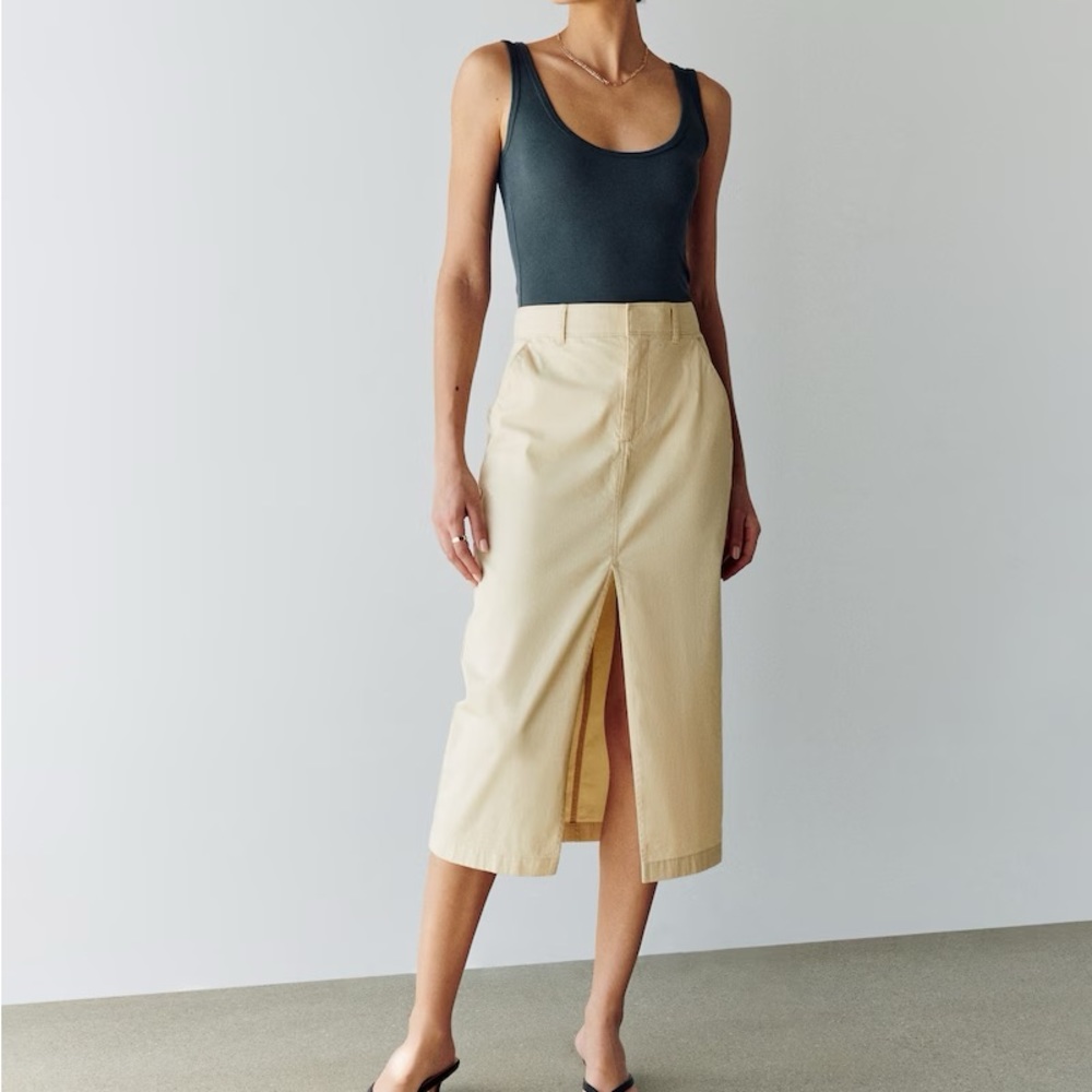 Abercrombie & Fitch Midi Rise Chino Skirt